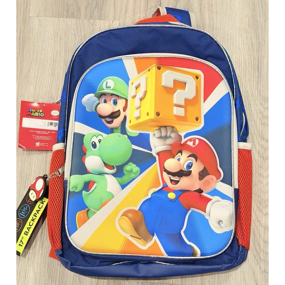 Mario "Game Time" Mario, Yoshi, and Luigi 17" Graphic Backpack